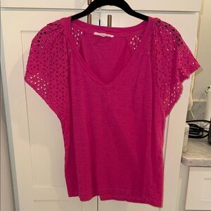 Jane and Delancey Fuchsia Eyelet Sleeve Top